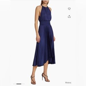 A.L.C. Renzo II Pleated Midi-Dress. Size 6. Navy.